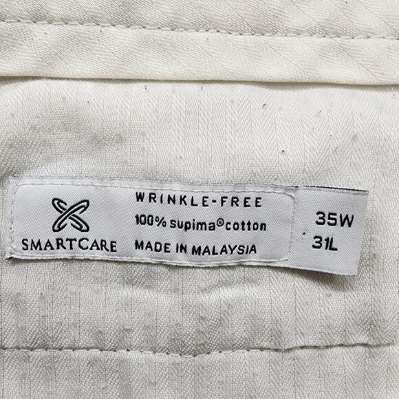 John W. Nordstrom Pants Mens 35W 31L Tan Khaki Smart Care Pleated Cuffed Office - Picture 5 of 11